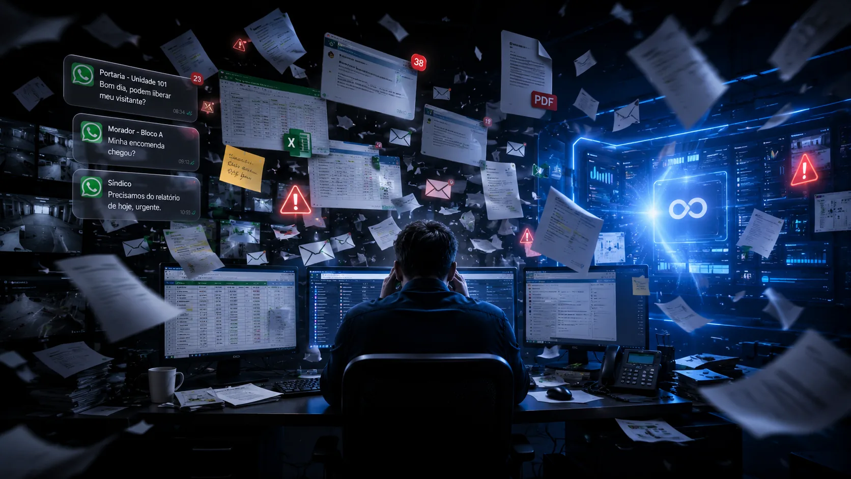 Operador sobrecarregado por planilhas, WhatsApp, PDFs e sistemas desconectados